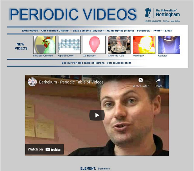 University of Nottingham: Periodic Table of Videos: Berkelium Instructional Video