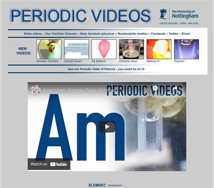 University of Nottingham: Periodic Table of Videos: Americium Instructional Video