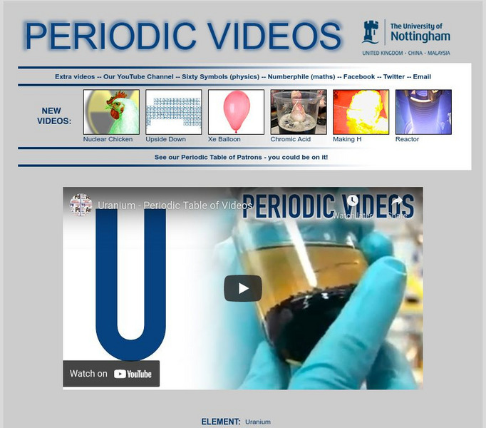 University of Nottingham: Periodic Table of Videos: Uranium Instructional Video