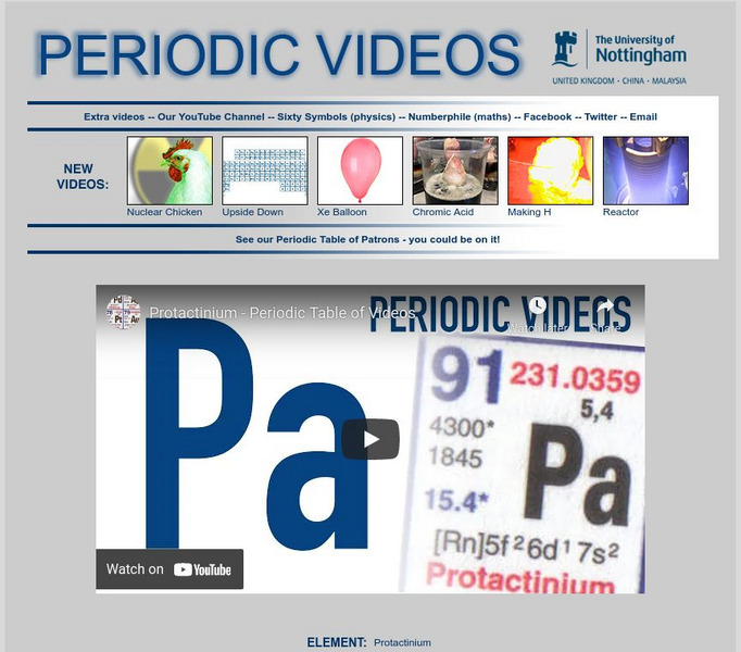 University of Nottingham: Periodic Table of Videos: Protactinium Instructional Video