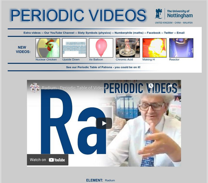 University of Nottingham: Periodic Table of Videos: Radium Instructional Video