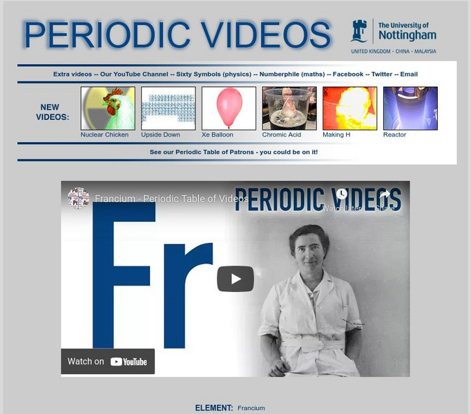 University of Nottingham: Periodic Table of Videos: Francium Instructional Video