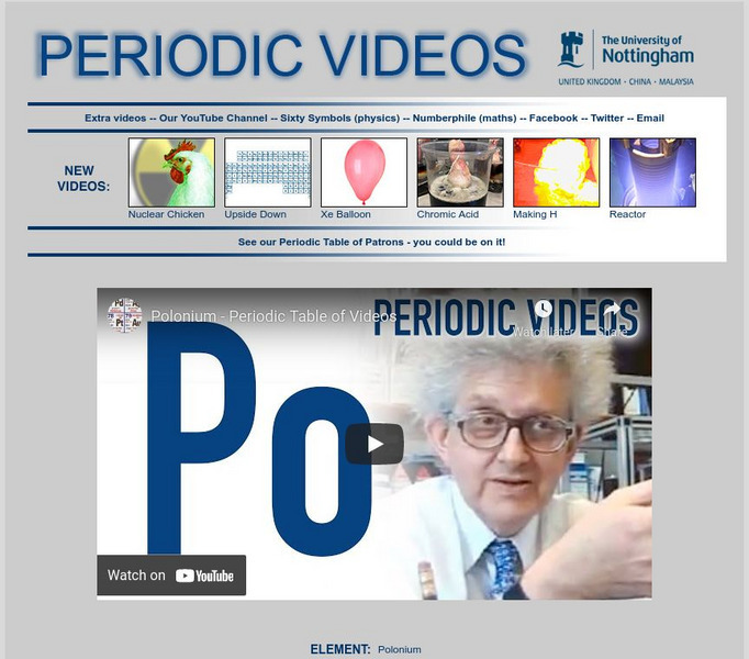 University of Nottingham: Periodic Table of Videos: Polonium Instructional Video