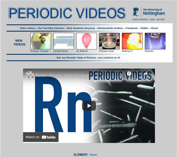 University of Nottingham: Periodic Table of Videos: Radon Instructional Video