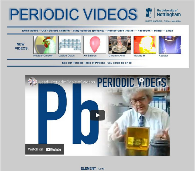 University of Nottingham: Periodic Table of Videos: Lead Instructional Video