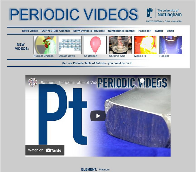 University of Nottingham: Periodic Table of Videos: Platinum Instructional Video