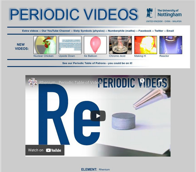 University of Nottingham: Periodic Table of Videos: Rhenium Instructional Video
