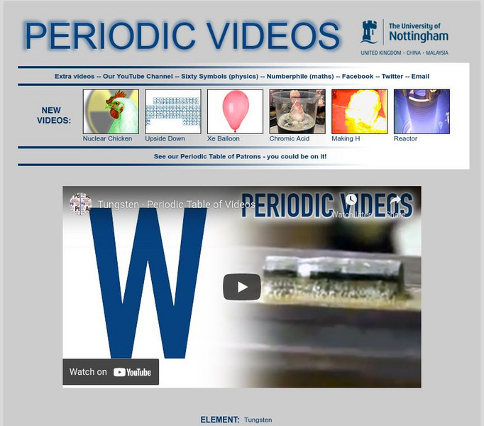 University of Nottingham: Periodic Table of Videos: Tungsten Instructional Video