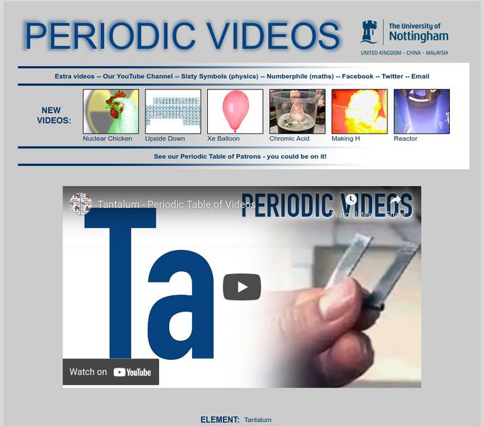 University of Nottingham: Periodic Table of Videos: Tantalum Instructional Video
