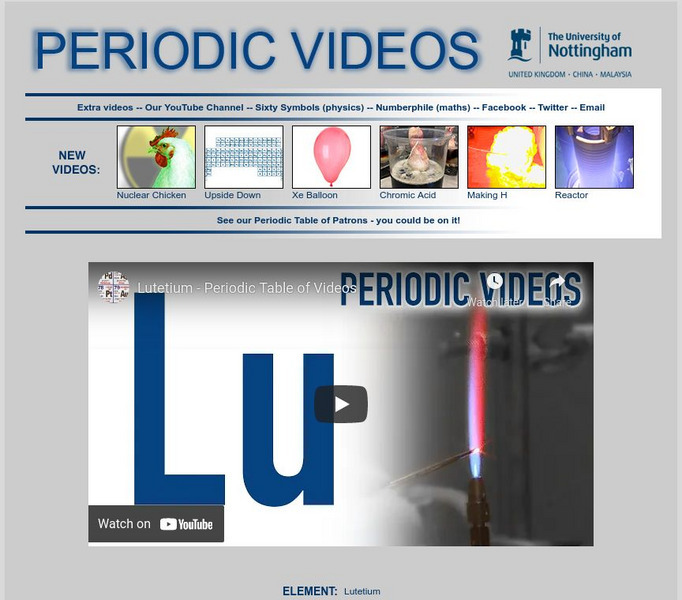 University of Nottingham: Periodic Table of Videos: Lutetium Instructional Video