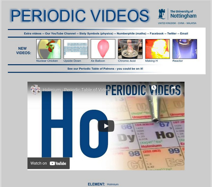 University of Nottingham: Periodic Table of Videos: Holmium Instructional Video