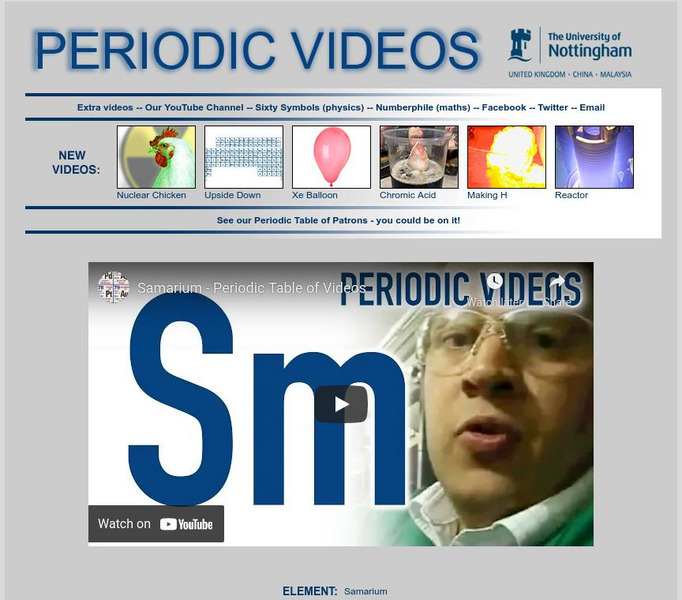 University of Nottingham: Periodic Table of Videos: Samarium Instructional Video
