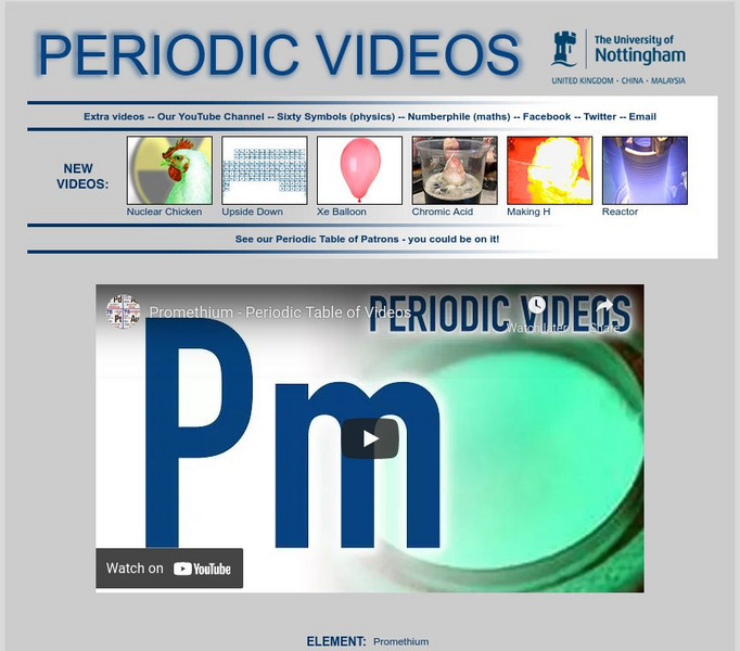 University of Nottingham: Periodic Table of Videos: Promethium Instructional Video