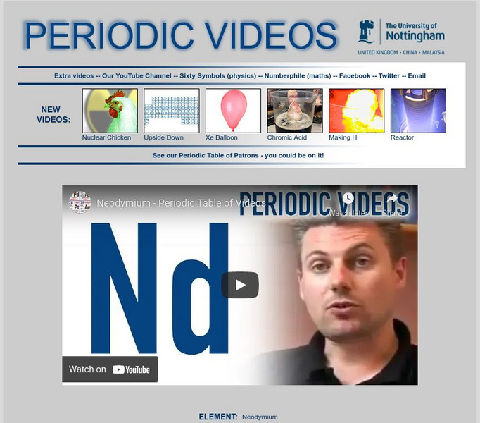 University of Nottingham: Periodic Table of Videos: Neodymium Instructional Video