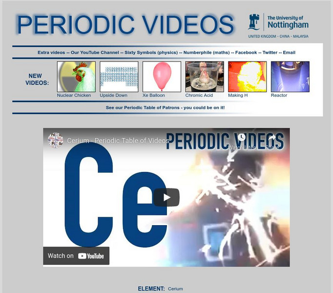 University of Nottingham: Periodic Table of Videos: Cerium Instructional Video
