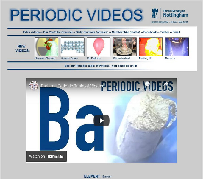 University of Nottingham: Periodic Table of Videos: Barium Instructional Video