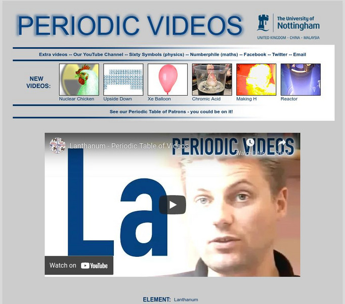 University of Nottingham: Periodic Table of Videos: Lanthanum Instructional Video