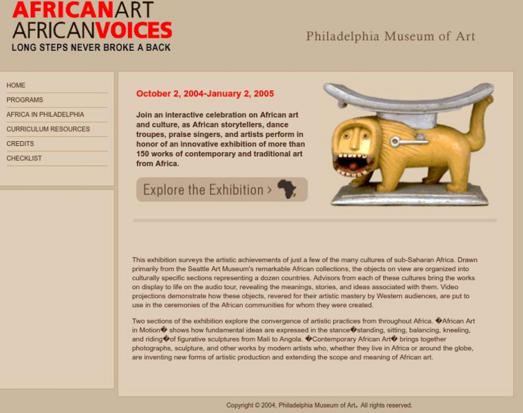 Philadelphia Museum of Art: African Art, African Voices Website Philadelphia Museum of Art: African Art, African Voices Website