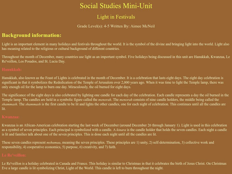 Teacher Link: Light in Festivals Lesson Plan Teacher Link: Light in Festivals Lesson Plan