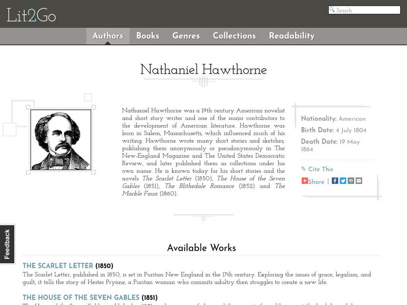 Educational Technology Clearinghouse: Lit2 Go: Nathaniel Hawthorne eBook Educational Technology Clearinghouse: Lit2 Go: Nathaniel Hawthorne eBook