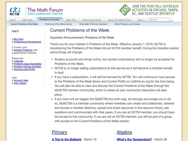 The Math Forum: Problem of the Week Activity The Math Forum: Problem of the Week Activity