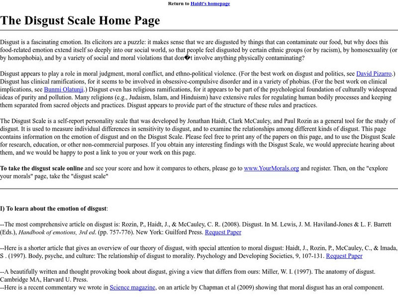 The Disgust Scale Home Page Activity The Disgust Scale Home Page Activity
