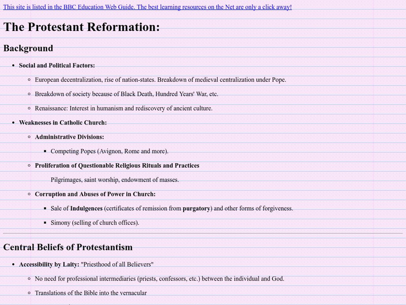 The Protestant Reformation Handout The Protestant Reformation Handout