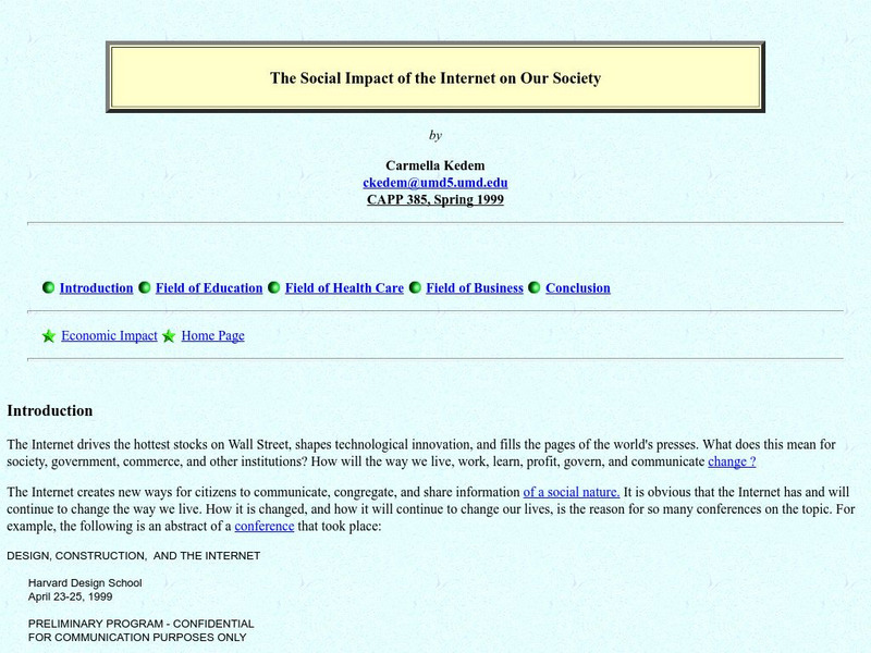 The Impact of the Internet on Society Website The Impact of the Internet on Society Website