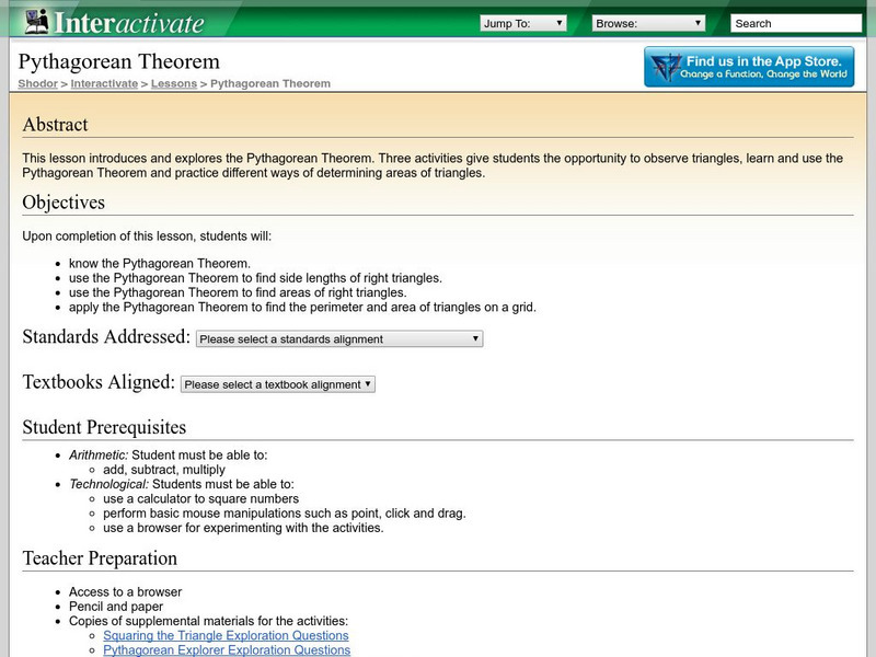 Shodor Interactivate: Lesson: Pythagorean Theorem Interactive