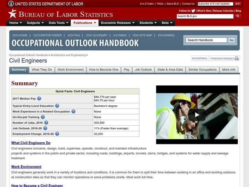 Bureau of Labor Statistics: Civil Engineers Handout Bureau of Labor Statistics: Civil Engineers Handout