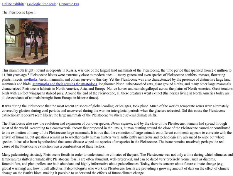 Ucmp: The Pleistocene Website Ucmp: The Pleistocene Website