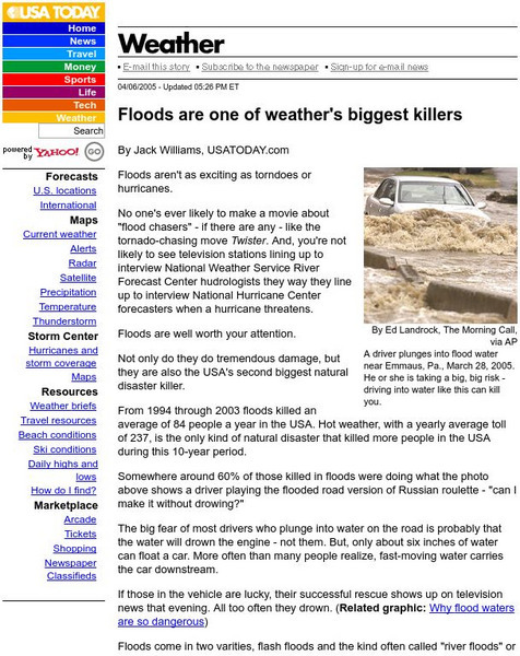 Usa Today: Floods Are One of Weather's Biggest Killers Website Usa Today: Floods Are One of Weather's Biggest Killers Website