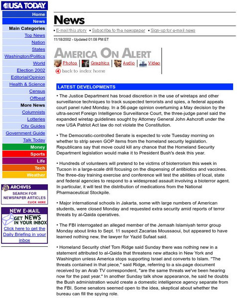 Usa Today: America on Alert Article Usa Today: America on Alert Article