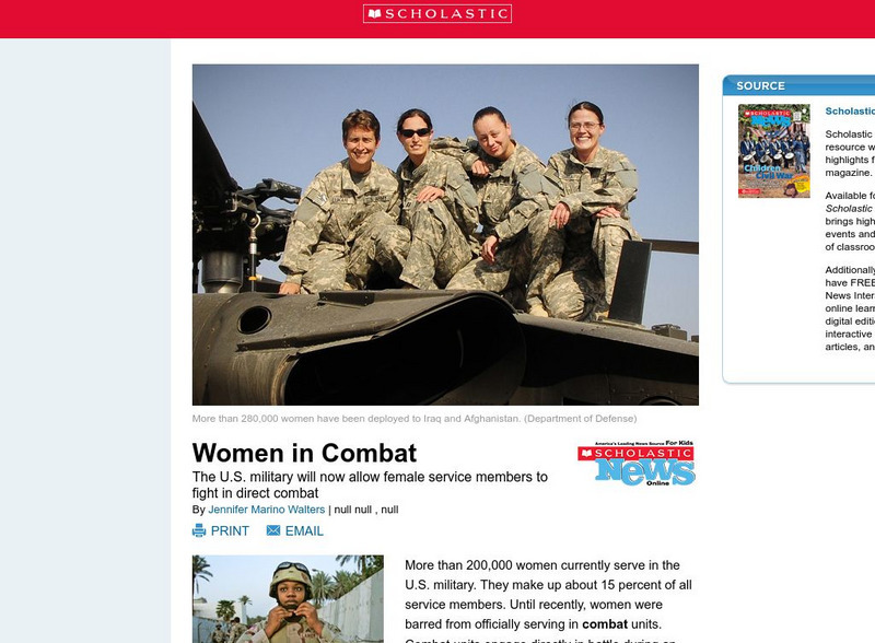 Scholastic News: Women in Combat Article Scholastic News: Women in Combat Article