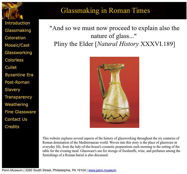 Penn Museum: Glassmaking in Roman Times Website Penn Museum: Glassmaking in Roman Times Website
