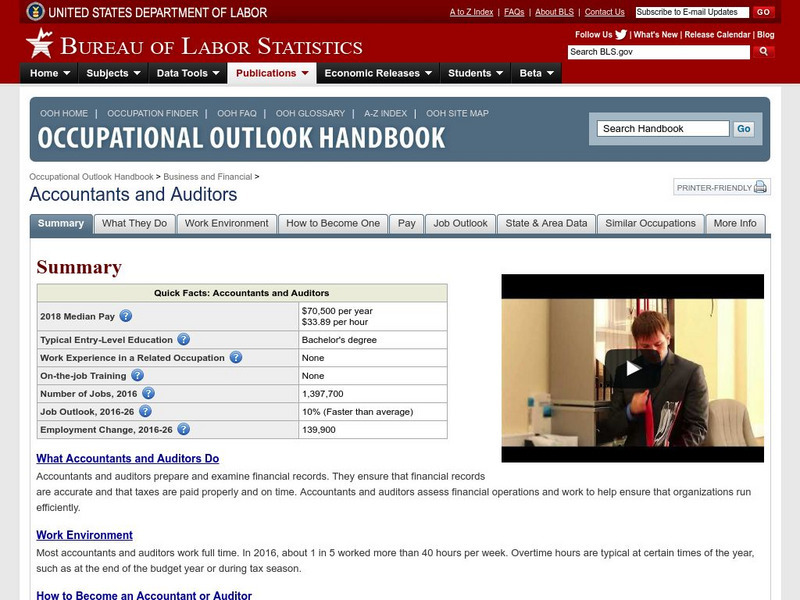 Bureau of Labor Statistics: Accountants and Auditors Handout