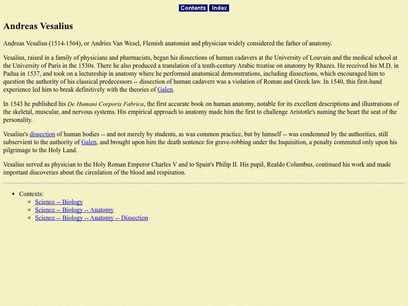 University of Pennsylvania: Andreas Vesalius Handout University of Pennsylvania: Andreas Vesalius Handout