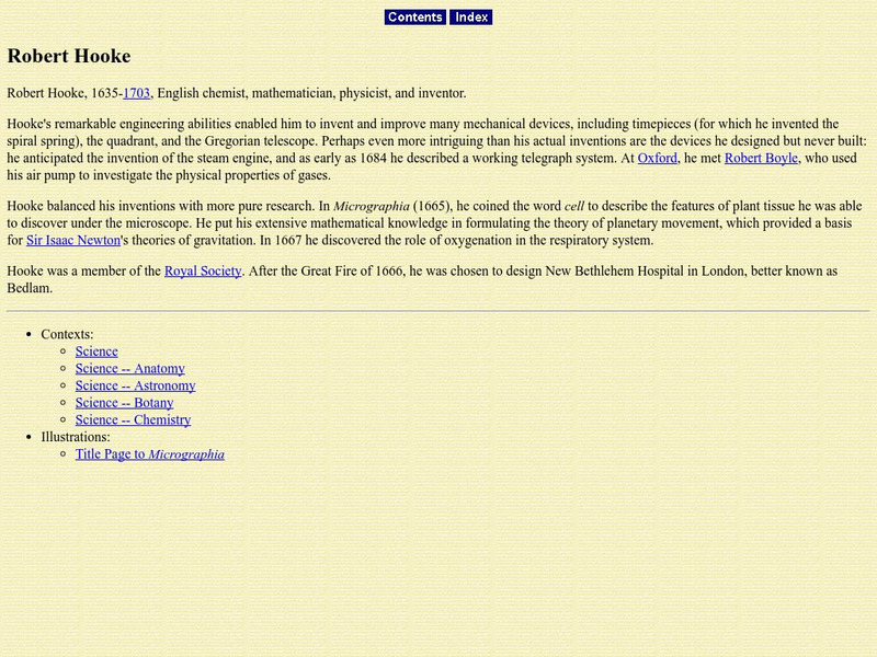 University of Pennsylvania: Robert Hooke Handout