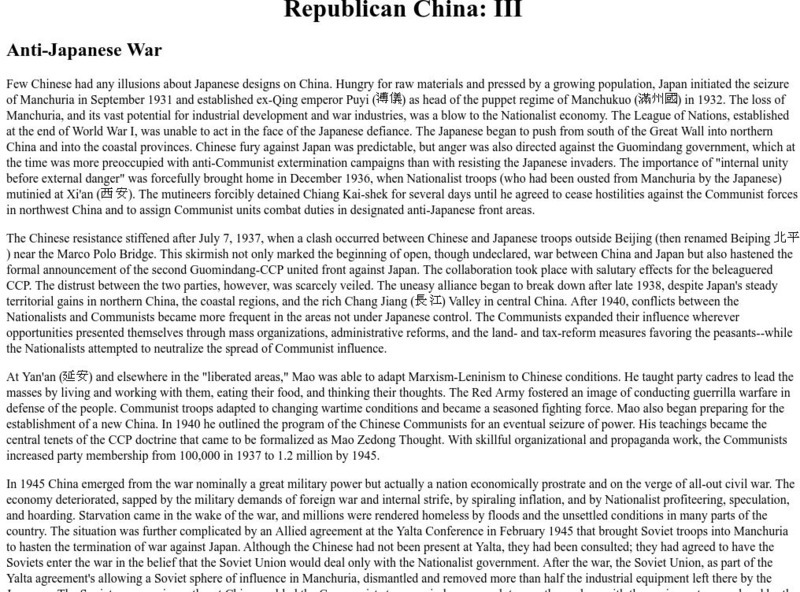 University of Maryland: Republican China: Iii Handout University of Maryland: Republican China: Iii Handout