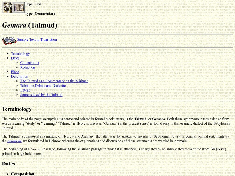 University of Calgary: Gemara (Talmud) Article University of Calgary: Gemara (Talmud) Article