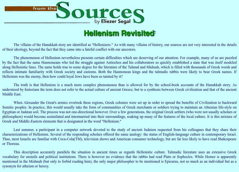 University of Calgary: Hellenism Revisited Article University of Calgary: Hellenism Revisited Article