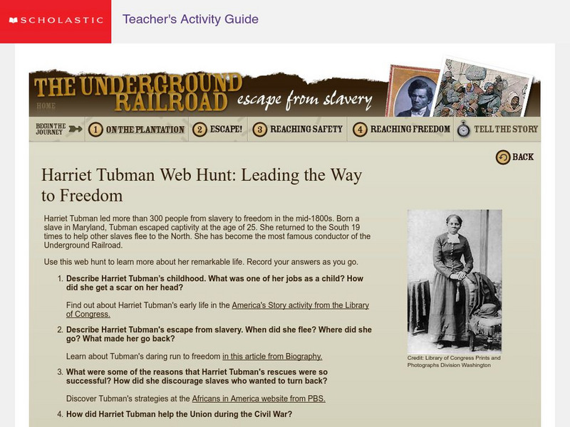 Scholastic: Harriet Tubman Web Hunt: Leading the Way to Freedom Activity Scholastic: Harriet Tubman Web Hunt: Leading the Way to Freedom Activity