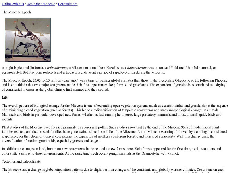 Ucmp: The Miocene Epoch Website Ucmp: The Miocene Epoch Website