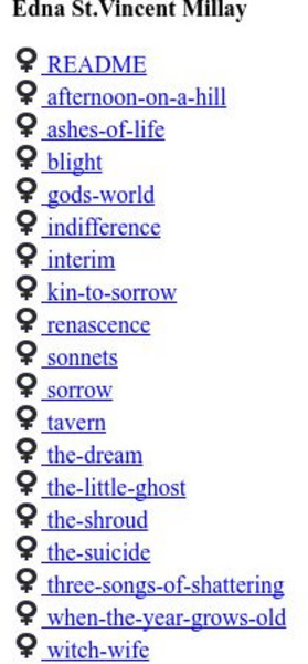 University of Maryland: Women's Studies Database: Edna St. Vincent Millay Website