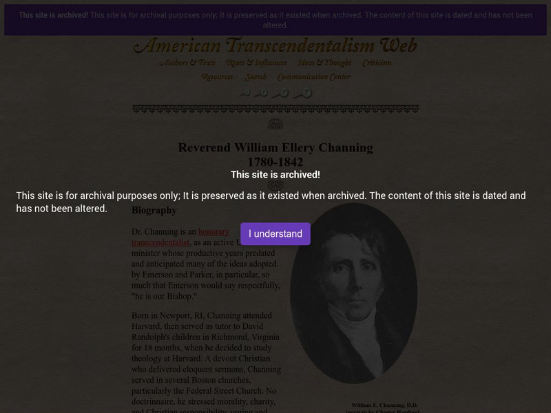 American Transcendentalism Web: William Ellery Channing Website American Transcendentalism Web: William Ellery Channing Website