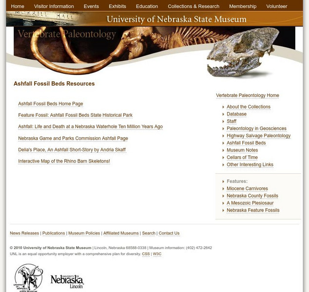University of Nebraska State Museum: Ashfall Fossil Beds Resources Website University of Nebraska State Museum: Ashfall Fossil Beds Resources Website