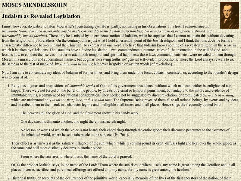 University of Calgary: Moses Mendelssohn Website University of Calgary: Moses Mendelssohn Website