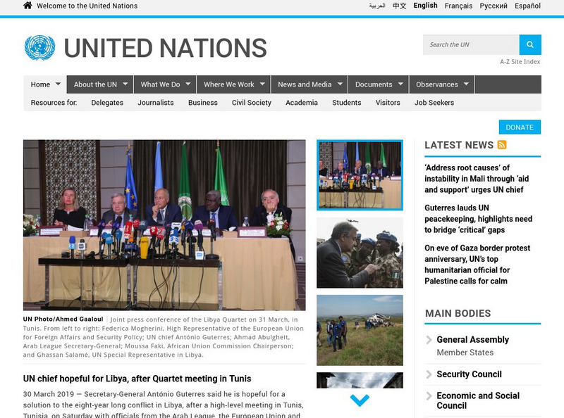The United Nations: Home Page Website The United Nations: Home Page Website