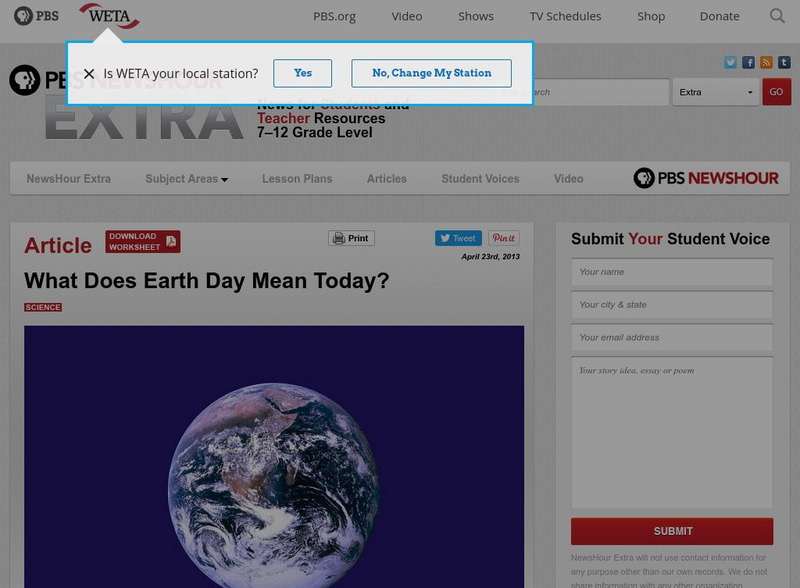Pbs Newshour Extra: What Does Earth Day Mean Today? Article Pbs Newshour Extra: What Does Earth Day Mean Today? Article