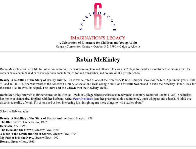Imagination's Legacy: Robin Mc Kinley Website Imagination's Legacy: Robin Mc Kinley Website